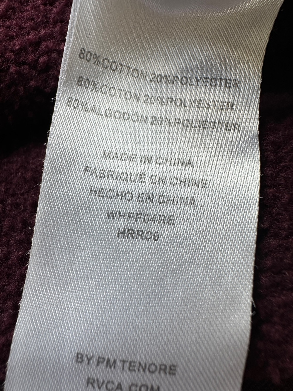 RVCA Sweatshirt Size Small Plum/Burgundy - Picture 4 of 6